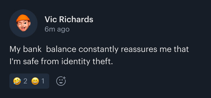 A mockup of a comment on a fictional social media site.