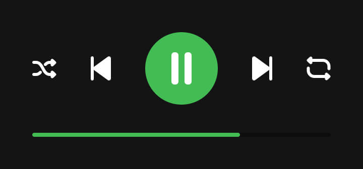 A mockup of Spotify-inspired audio controls.